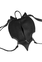 Load image into Gallery viewer, Black leather backpack with a unique design on a white background