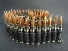 Load image into Gallery viewer, .308 nickel plated bullet belt with copper plated tips and black links