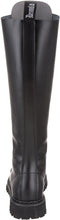 Load image into Gallery viewer, back view of Real black leather 1 1/4" platform  20 eyelet combat biker goth steel toe Knee-high boot Full lace-up, no Zipper