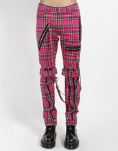 Load image into Gallery viewer, front of Pants feature removable bondage straps and zipper details. Pant legs can be zipped for a change in fit, topped off with a zip fly and button closure