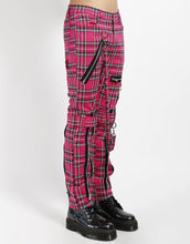 Load image into Gallery viewer, side of Pants feature removable bondage straps and zipper details. Pant legs can be zipped for a change in fit, topped off with a zip fly and button closure.