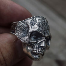 Load image into Gallery viewer, Skull Ring w/ Mandala Flower