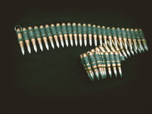 Load image into Gallery viewer, .308 brass bullet belt with nickel plated tips and black links