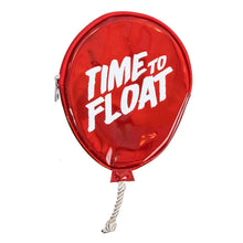 Load image into Gallery viewer, red balloon shaped coin purse with text that reads "time to float"
