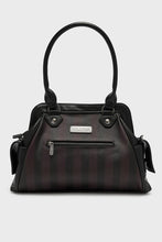 Load image into Gallery viewer, Black handbag with a visible brand label on a light gray background
