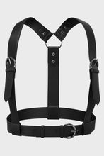 Load image into Gallery viewer, Black vegan leather harness on a white background
