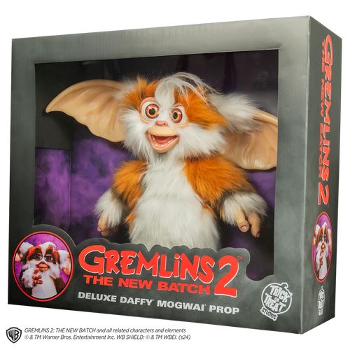 Boxed Gremlins 2 Daffy Mogwai prop with character illustration on a white background