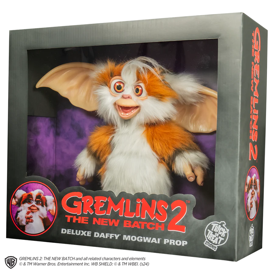 Boxed Gremlins 2 Daffy Mogwai prop with character illustration on a white background
