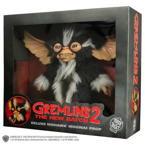Boxed Gremlins 2 Mogwai prop with 'Gremlins 2' branding on a white background