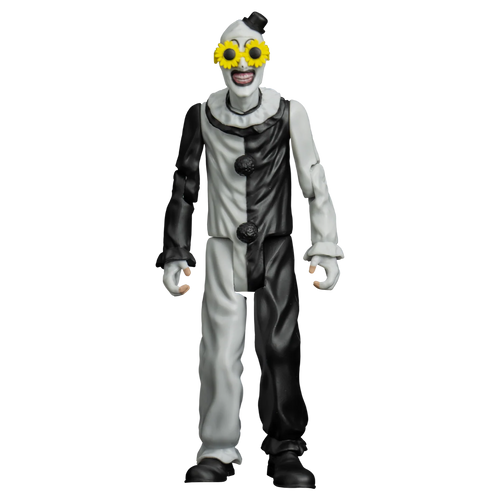 Clown figurine with yellow glasses on a white background