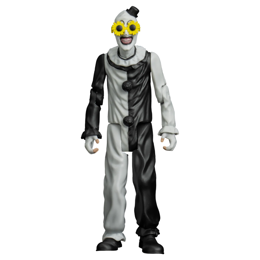 Clown figurine with yellow glasses on a white background