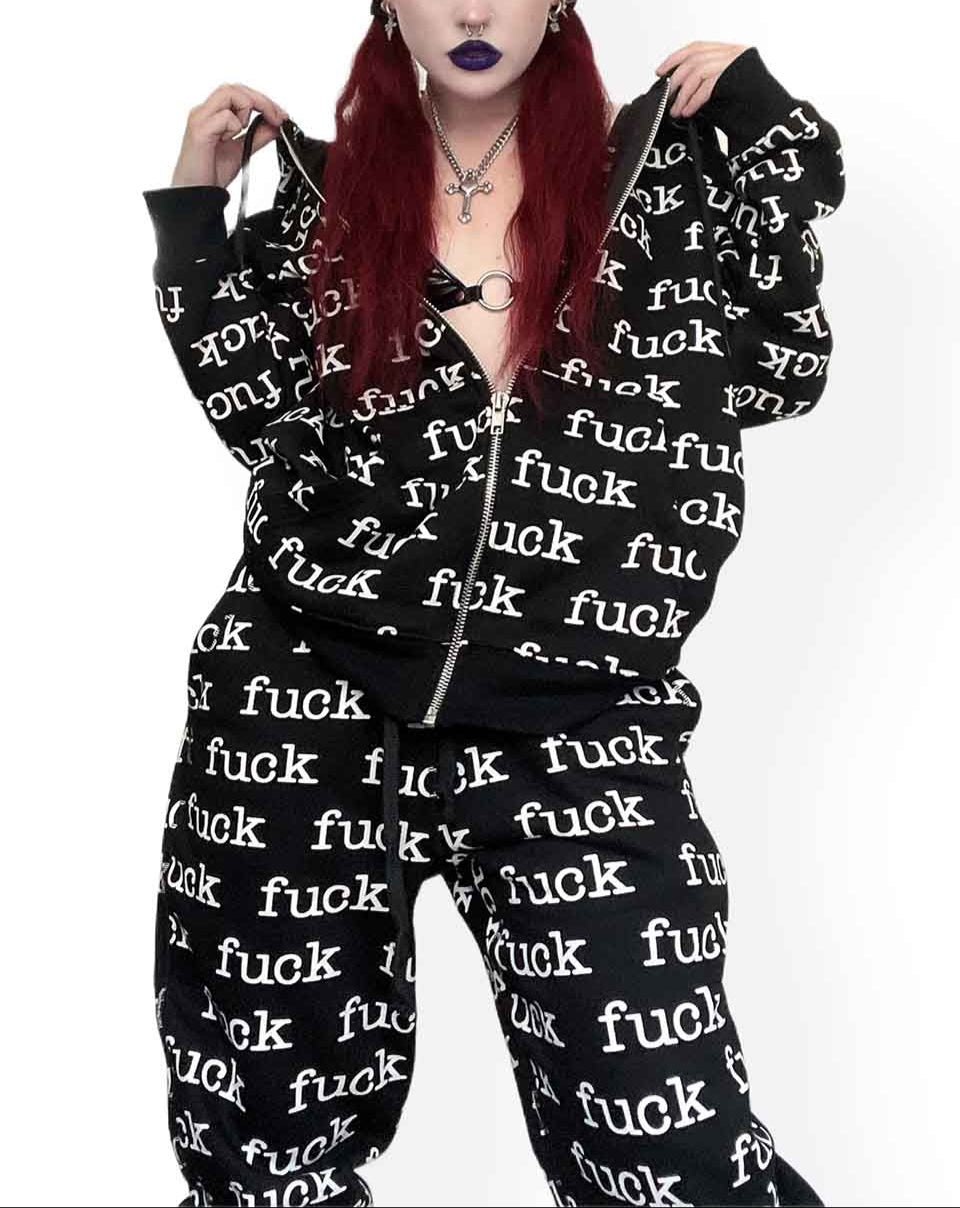 model #1 showing front of hoodie