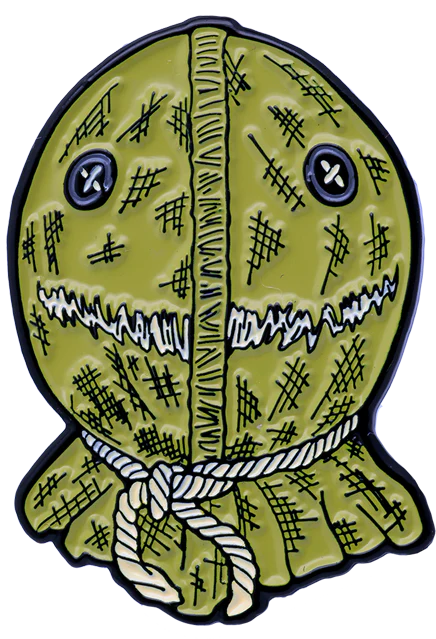 trick r' treat brown burlap enamel pin