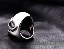 Load image into Gallery viewer, silver colored skull head ring
