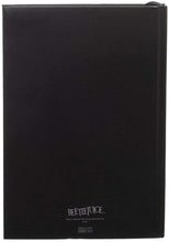 Load image into Gallery viewer, backside of journal, black, with beetlejuice logo on the bottom
