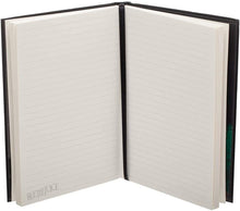 Load image into Gallery viewer, inside of journal showing blank lined pages with beetlejuice logo on bottom left
