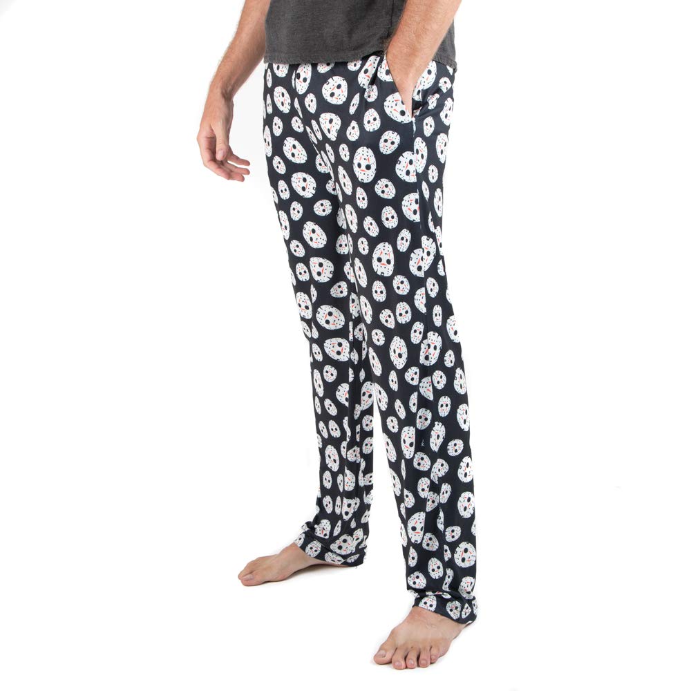 jason voorhees hockey mask repeated print pajama pants