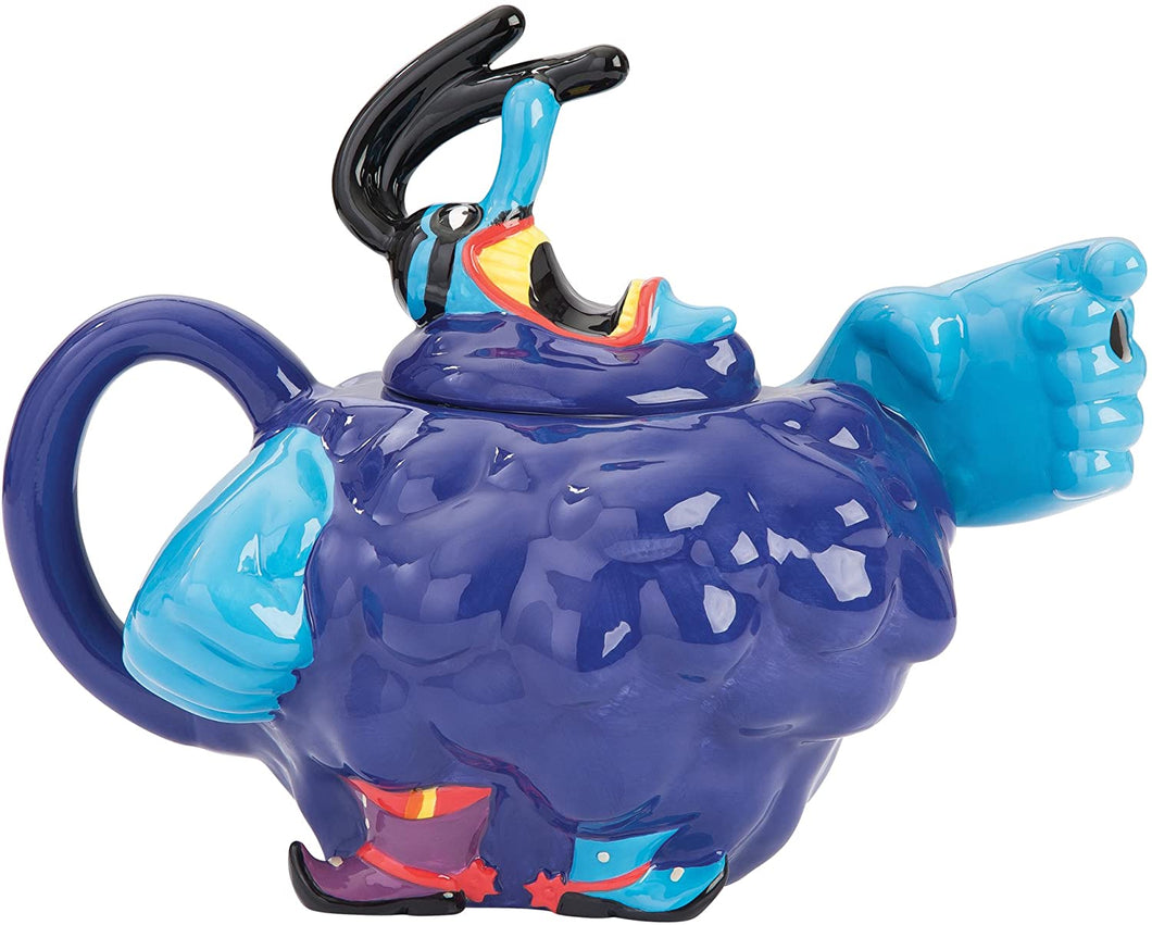 High quality ceramic Blue Meanie from the Yellow Submarine Beatles movie, in the shape of a tea pot. Hand wash recommended.