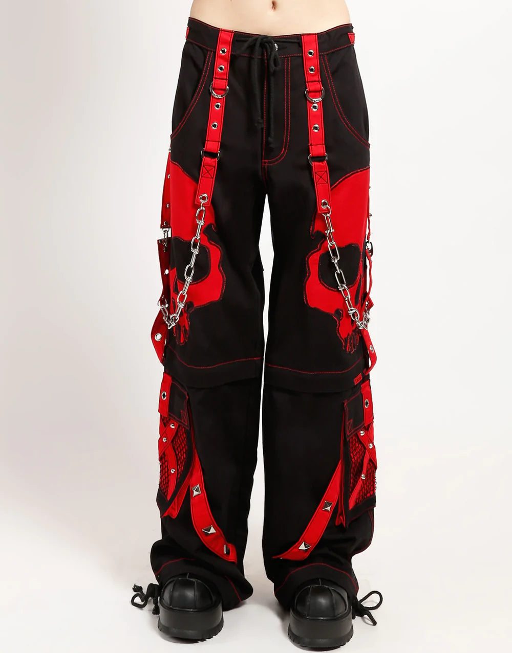 UNISEX Black Scare Dark Street Pant w/ Red Skull Details