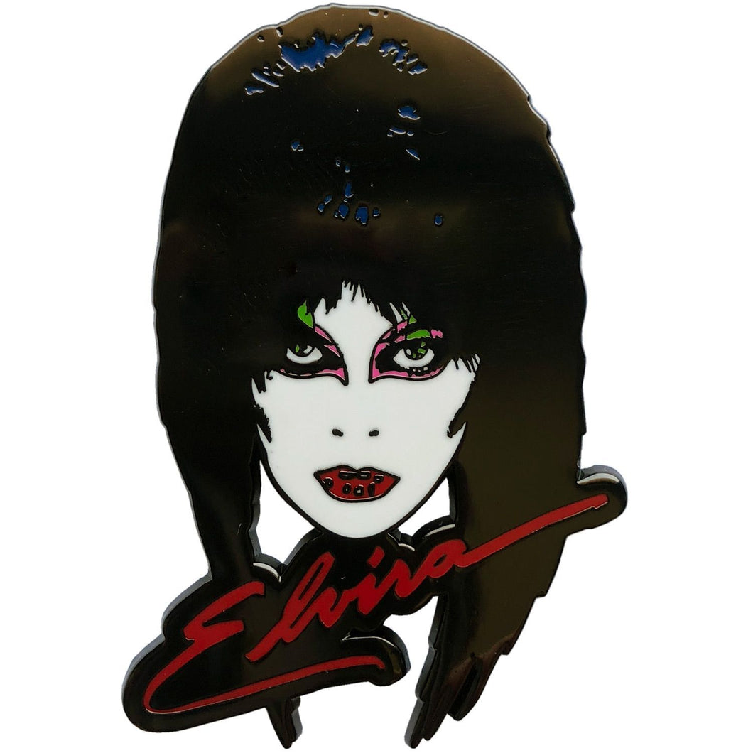 elvira big hair pin with signature 