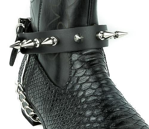 black leather bootstrap with multiple 1