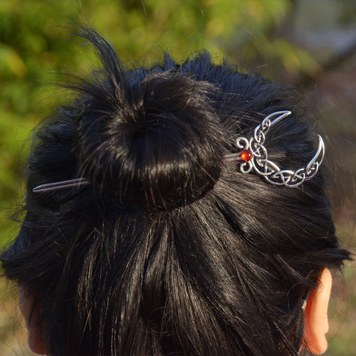 model wearing hair stick