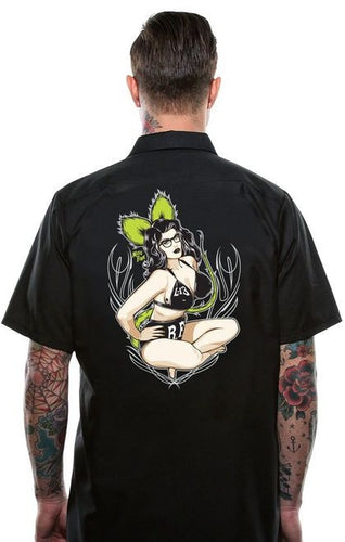 model showing back of shirt