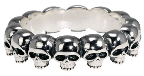 925 Sterling silver band ring with multi-skull design.