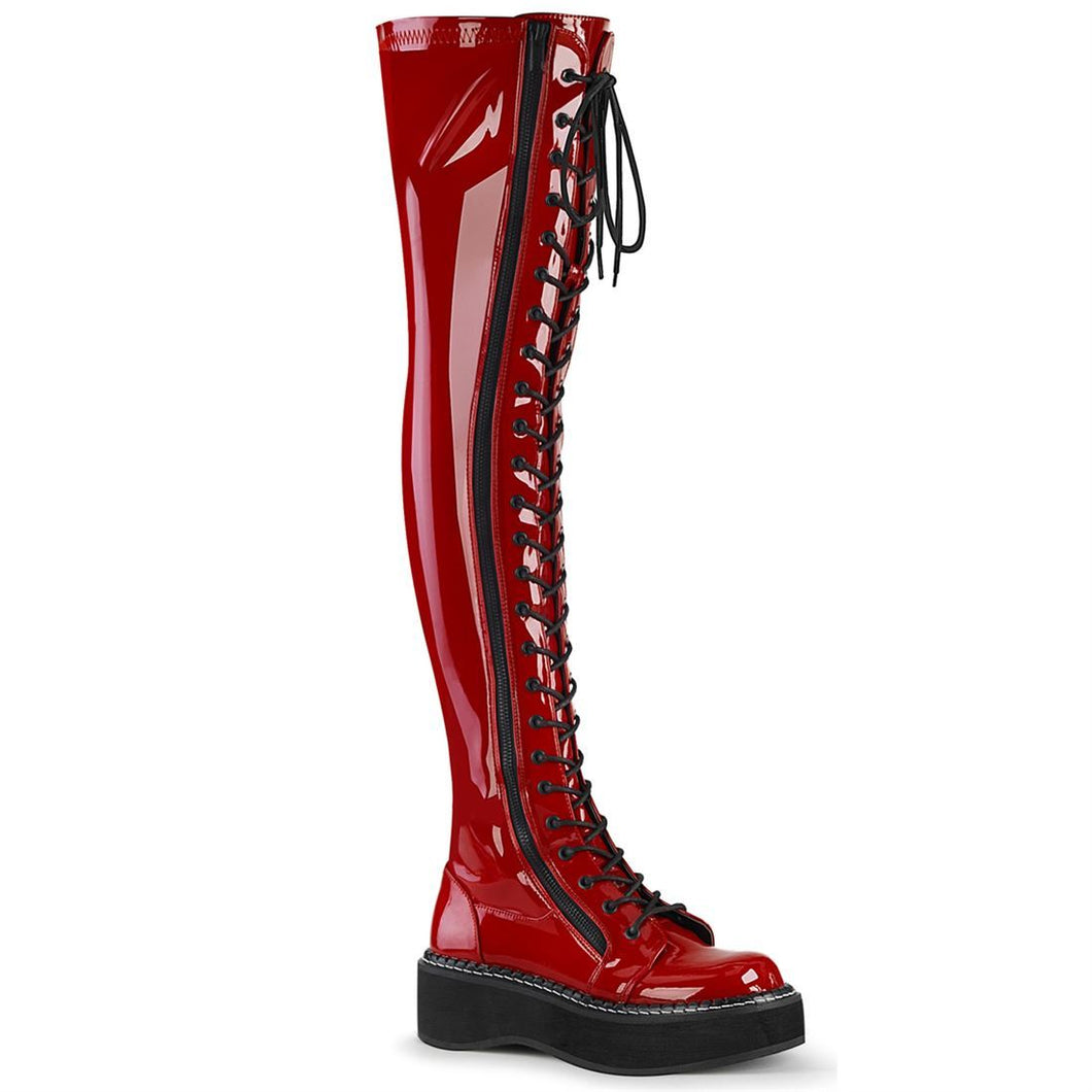 outer side view of red patent vinyl 2