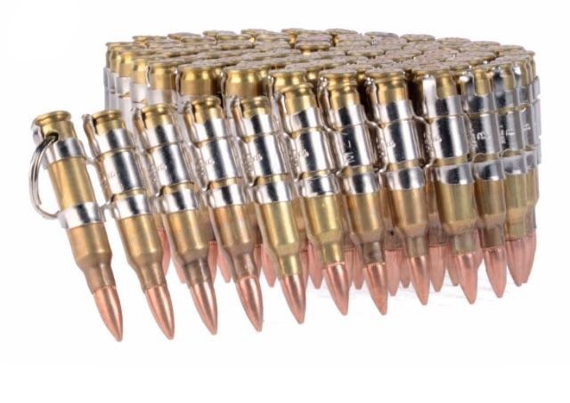 .223 brass bullet belt with copper tips and nickel plated links