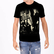 Load image into Gallery viewer, front of Black T-Shirt with a portrait of the Addams Family.
