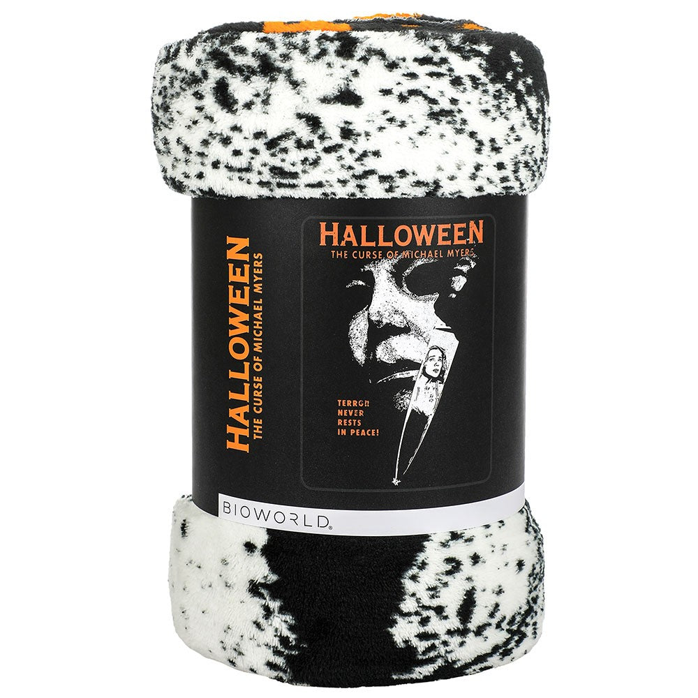 halloween movie poster fleece throw blanket with text that reads 