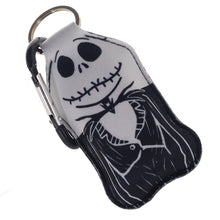 Load image into Gallery viewer, neoprene jack skellington bottle holder with carabiner clip
