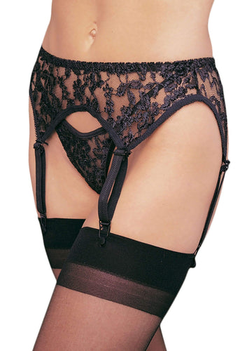 model showing thong and garter