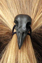 Load image into Gallery viewer, Black Crow Skull Hair Tie
