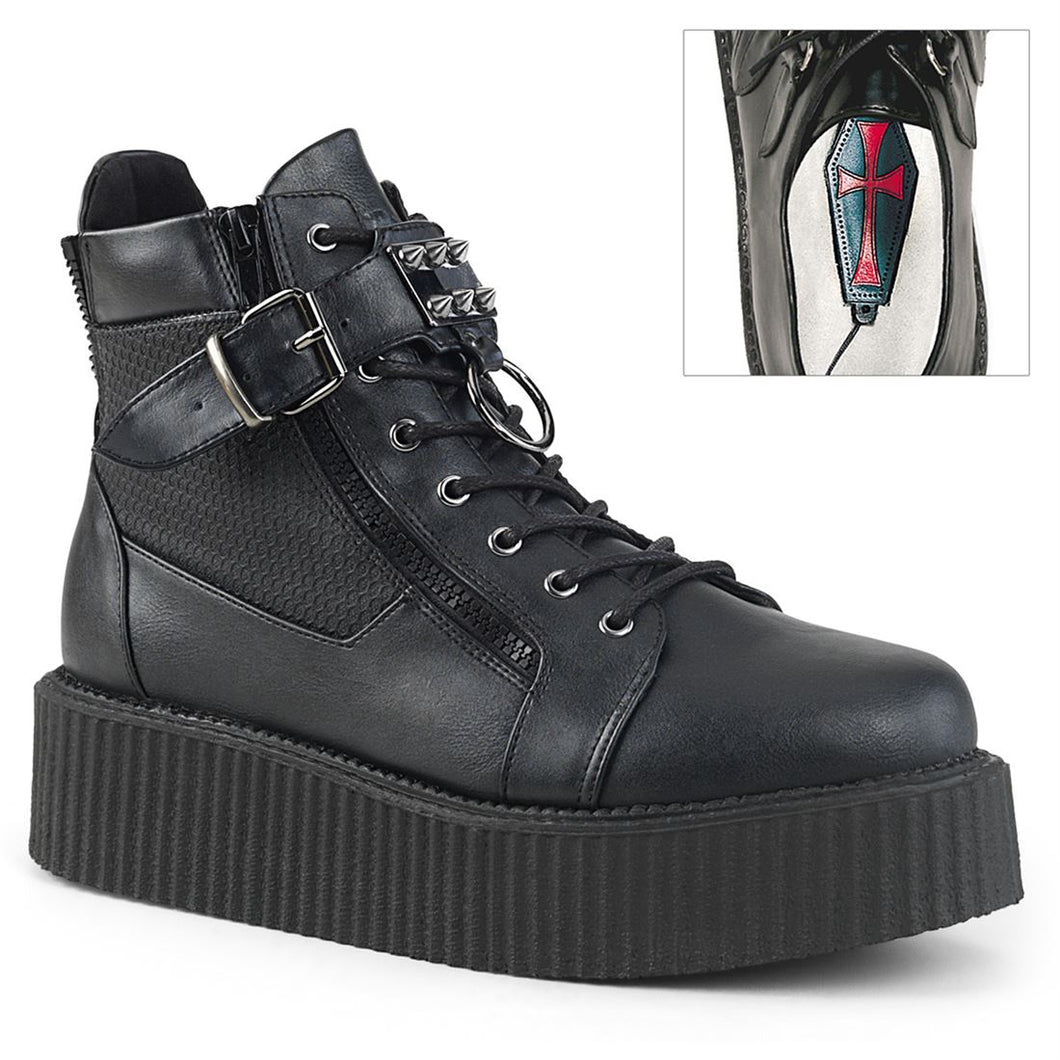right side view of black vegan leather 2